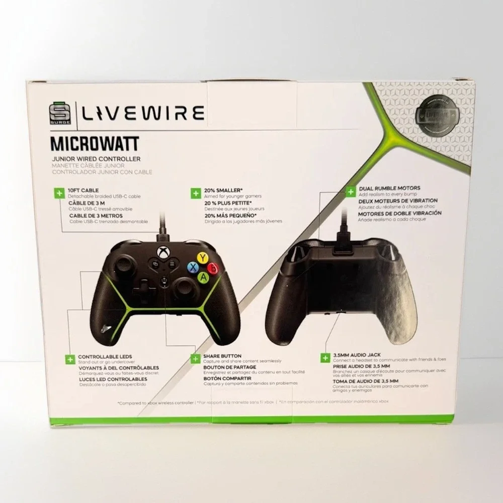 Xbox Accessory: Wired Controller - SURGE Microwatt Junior‎ Black
